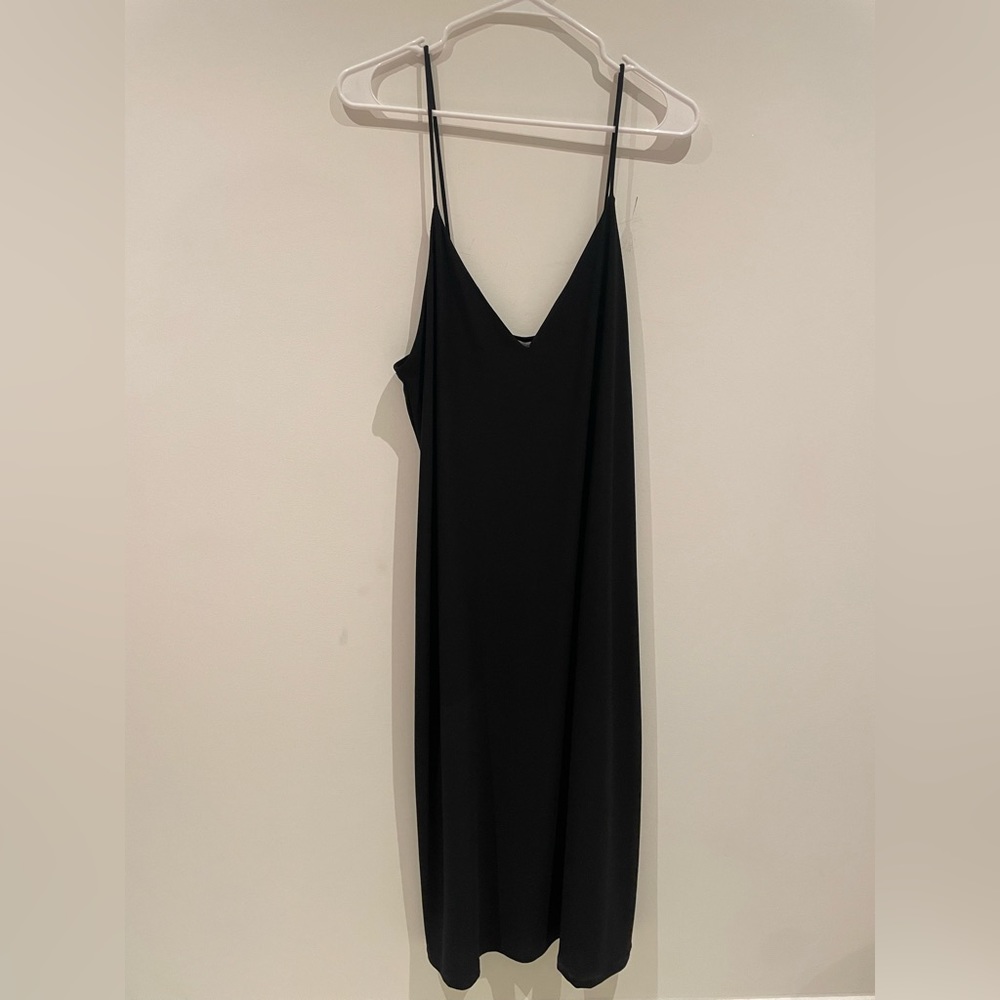 Low cut zara black midi slip dress size large